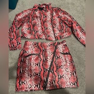 1X Fashion Nova PU Leather Skirt Set